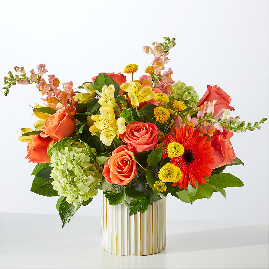 Autumn Sunshine Bouquet with Ivory Vase –  The Enchanted Florist And More Llc, Vincennes IN
