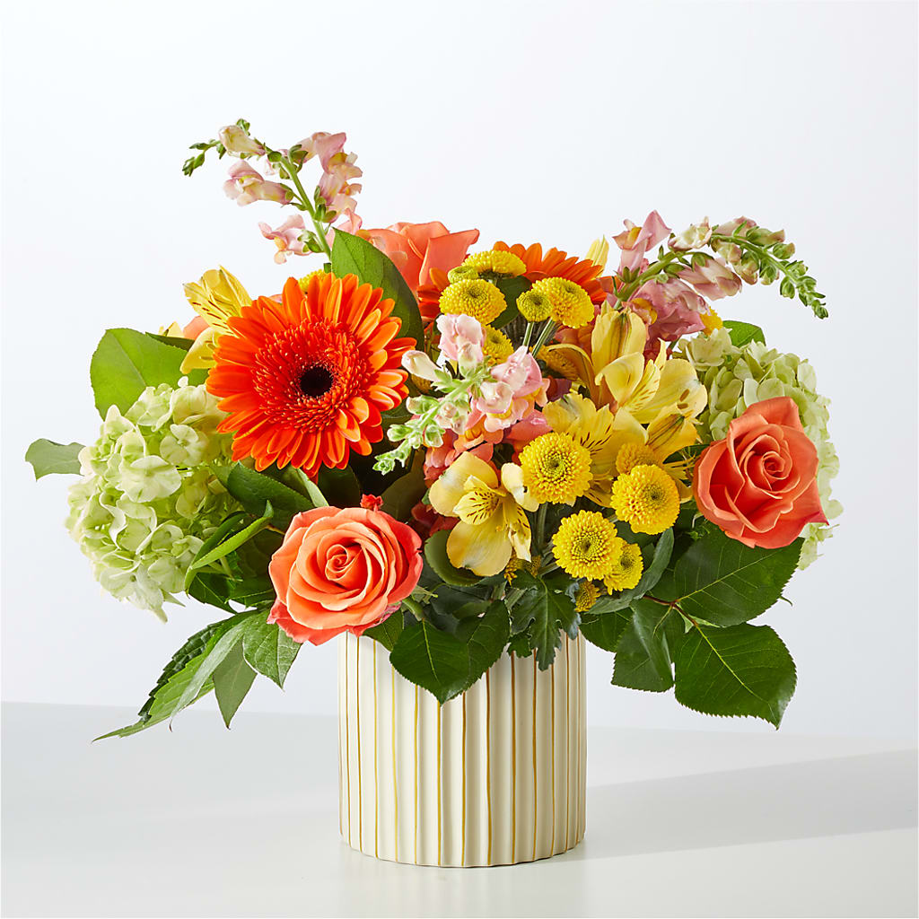 Autumn Sunshine Bouquet with Ivory Vase –  The Enchanted Florist And More Llc, Vincennes IN