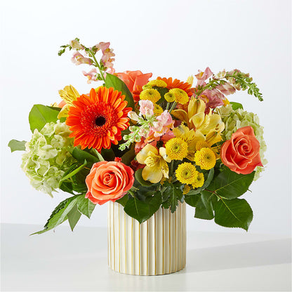 Autumn Sunshine Bouquet with Ivory Vase –  The Enchanted Florist And More Llc, Vincennes IN