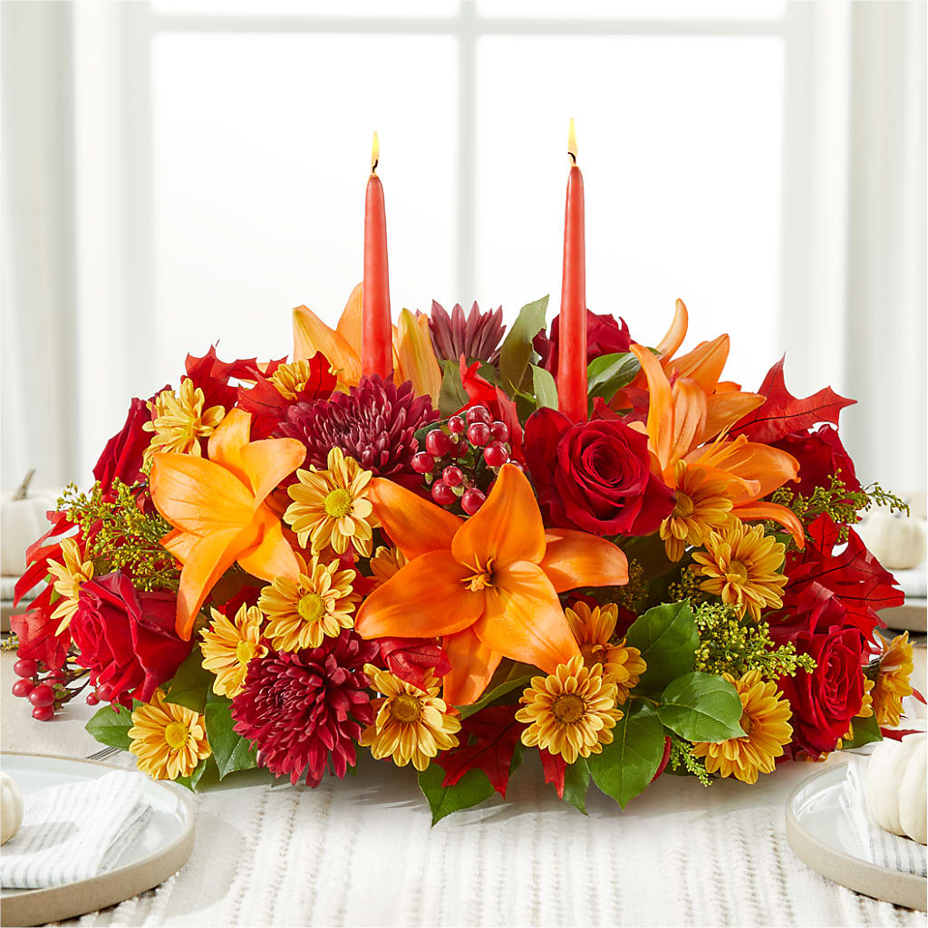 Autumn's Embrace Centerpiece –  The Enchanted Florist And More Llc, Vincennes IN